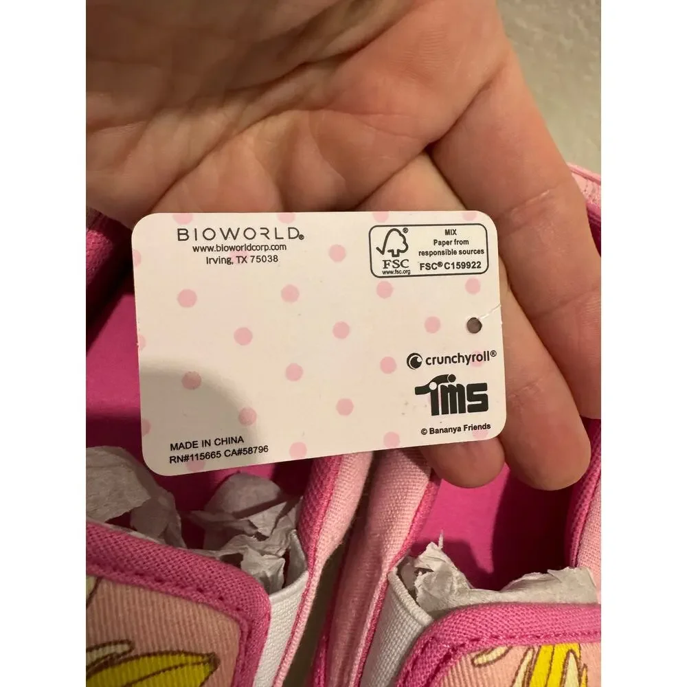 BANANYA FRIENDS Slip-on Sneakers NWT Pink Canvas Size US 10